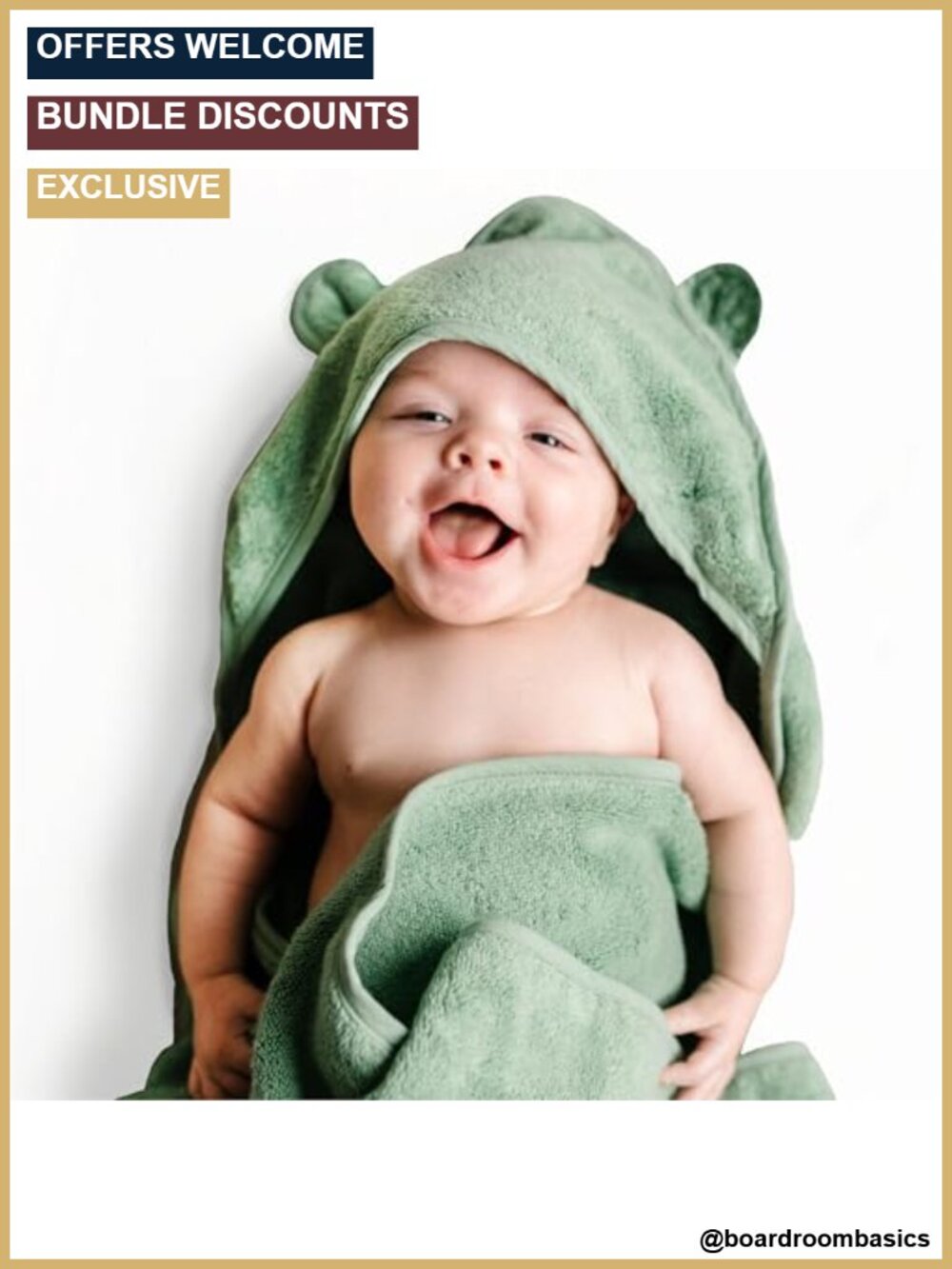 Organic Cotton Hooded Baby Bath Towel 35x35 Absorbent Newborn Toddler